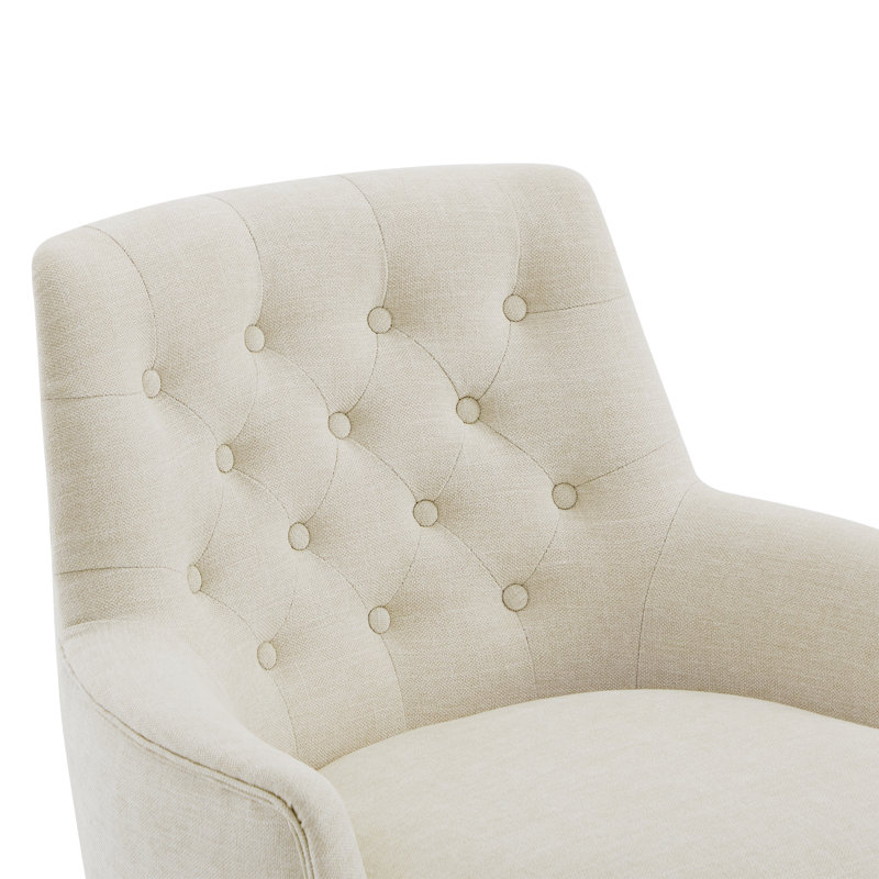 Fauteuil pivotant capitonné 29,1 po Brishen, Mélange de polyester blanc