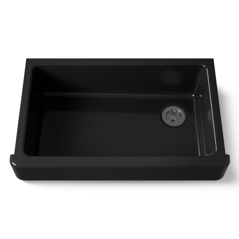 Whitehaven Self-Trimming 36" L x 22" W Farmhouse Kitchen Sink, Black