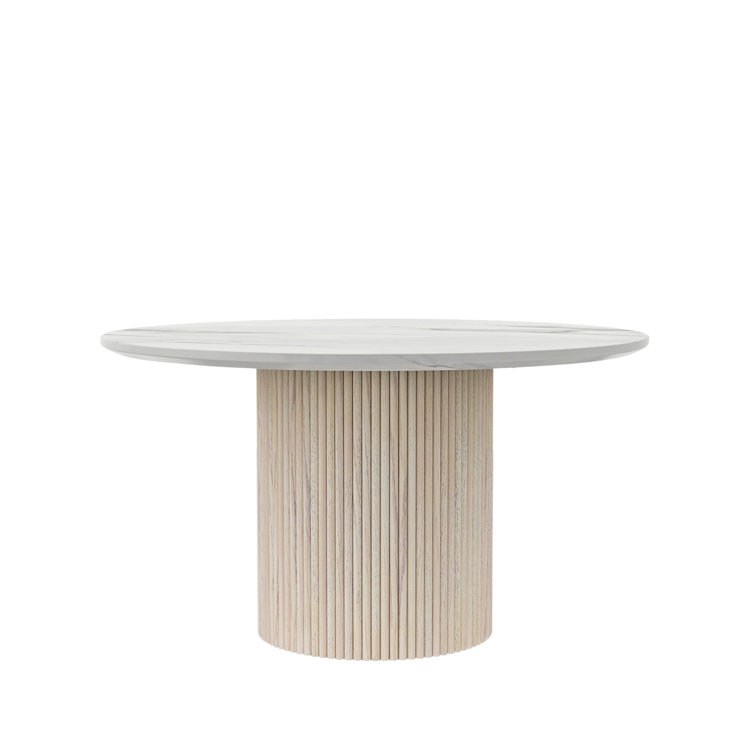 Fairmont Quartz Top Round Dining Table, White Wash Base