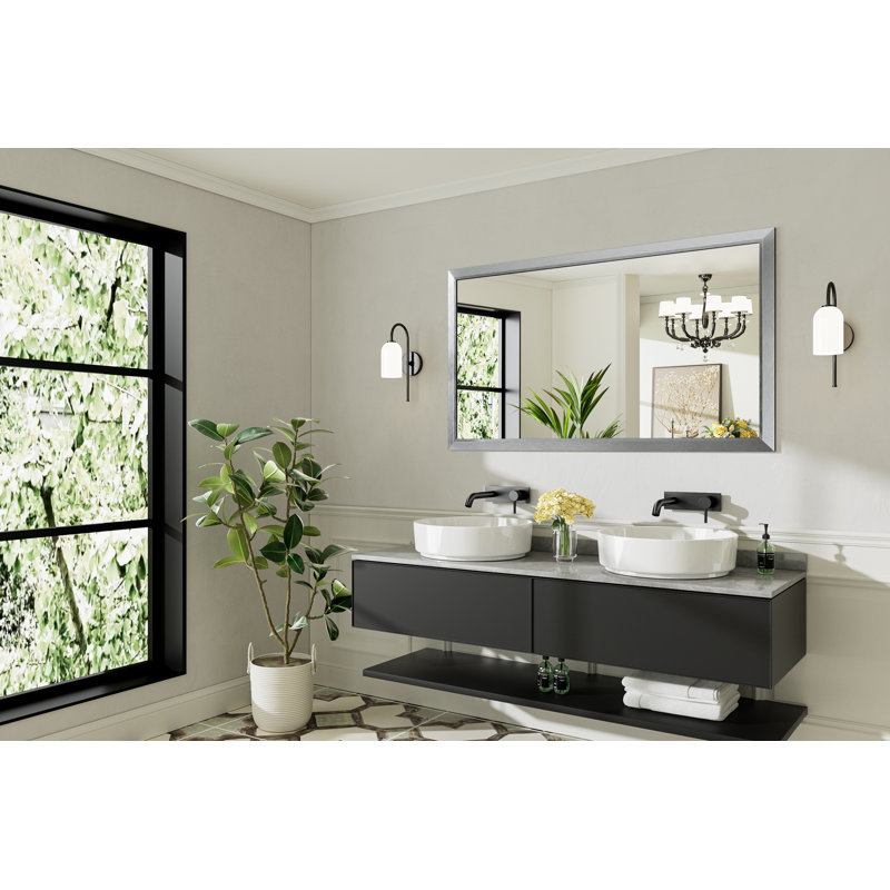 Miroirs de salle de bain modernes et contemporains en métal biseauté rectangulaire / carré avec verre trempé HD