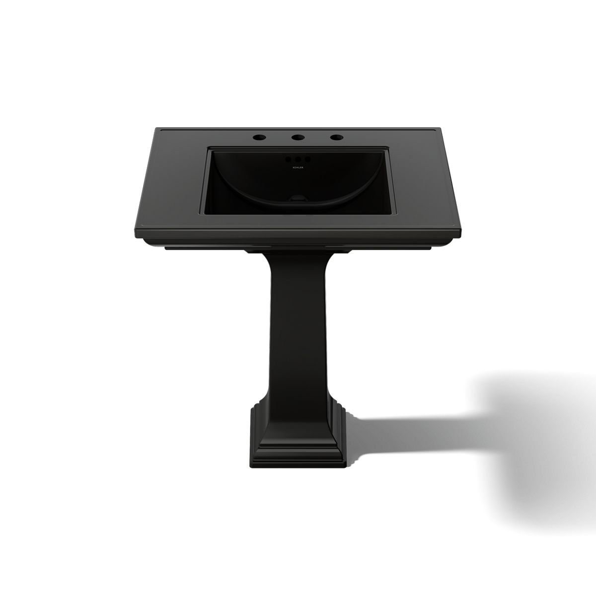 Memoirs Stately Pedestal Bathroom Sink, Black, 8" Centers, 34.75" H x 22.19" W x 30.69" L