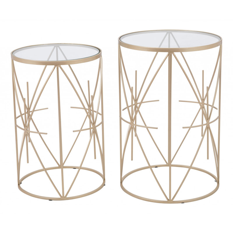 Table de bout cylindrique en verre 2 pièces
