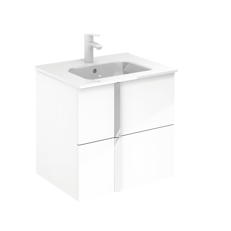 Ensemble de meuble-lavabo simple mural 24 "Miguel, Blanc, Chrome