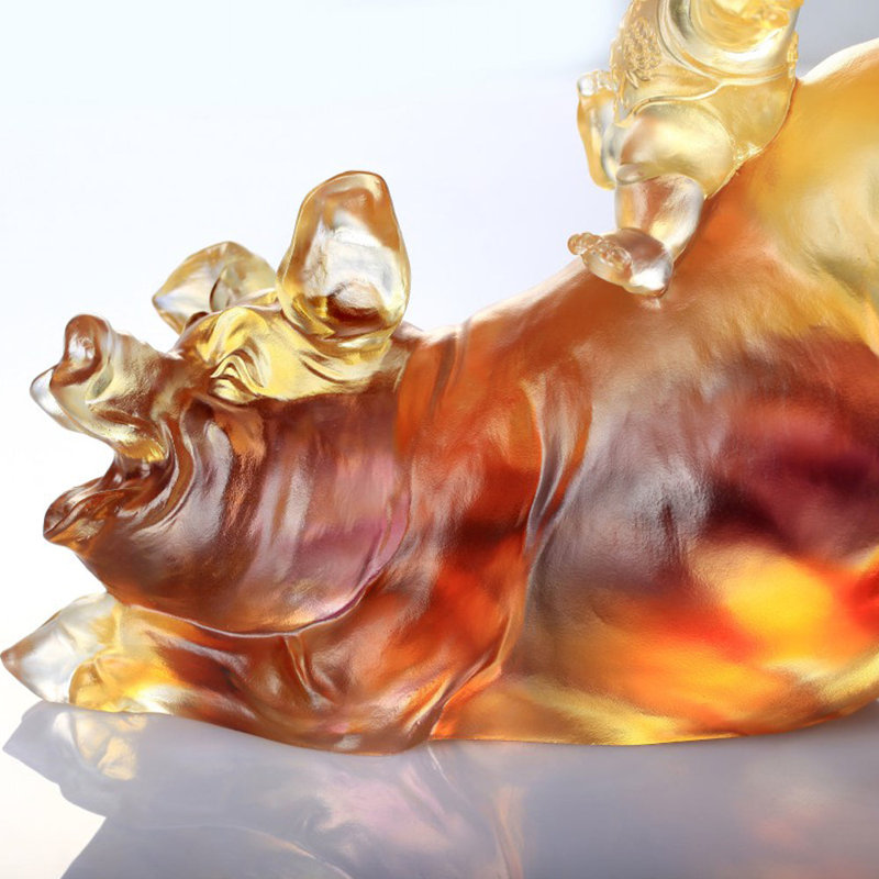Handmade Animal, Person Figurine, Amber/Purple Clear