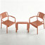 Ensemble de mobilier de patio 3 pièces, fauteuils d'extérieur et table d'appoint en polypropylène, capacité de charge de 136 kg, imperméable et résistant aux UV, idéal pour balcon, jardin ou appartement, couleur abricot marron.
