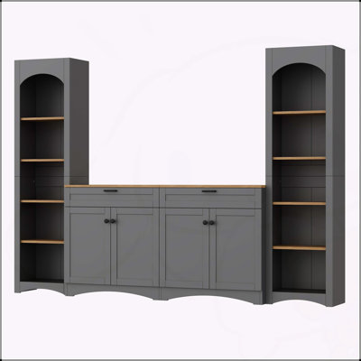 3-Piece Farmhouse Entertainment Center with Storage Cabinet for TVs Up to 70"