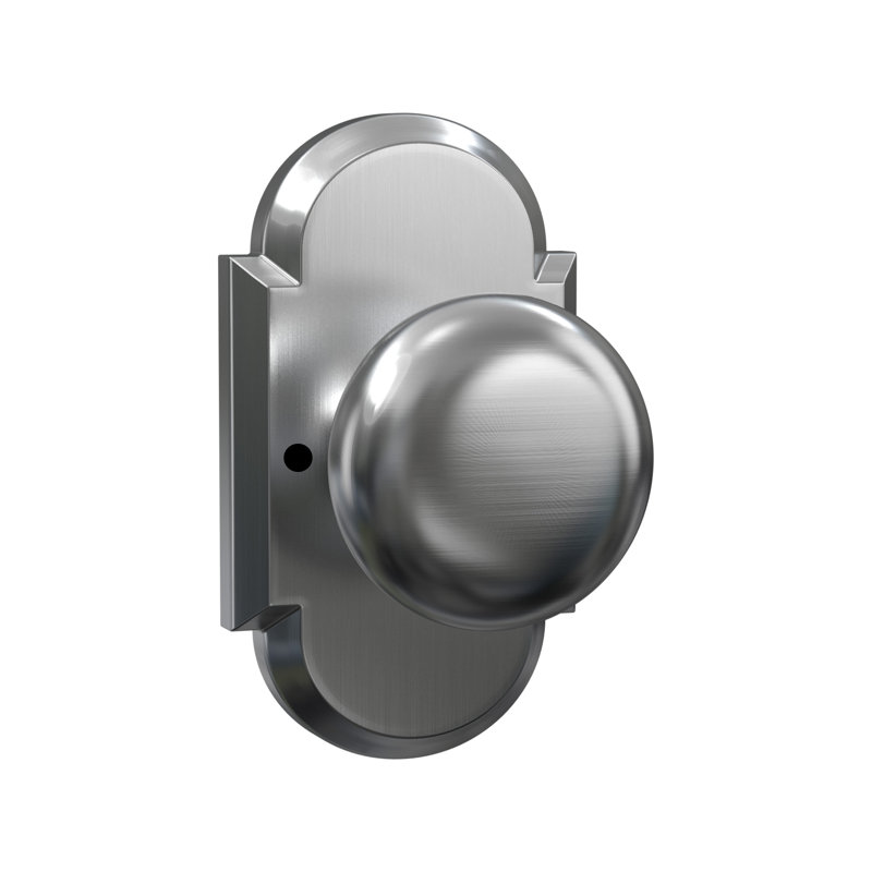 Bouton d'intimité Bravura 906-G2 Macon sur rose arqué en nickel satiné, Arche, Nickel satiné