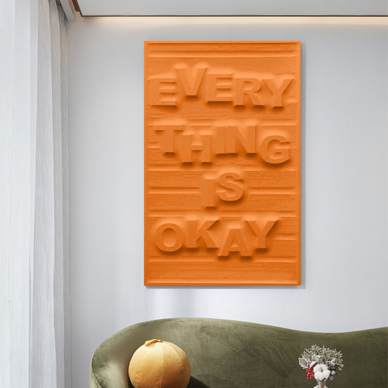 Three-dimensional relief letter design wall decor, Orange