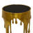 Cole and Grey Aluminum Metal Drip Abstract Gold Side End Accent Table with Melting-Designed Legs and Black Glass Top-1701459343