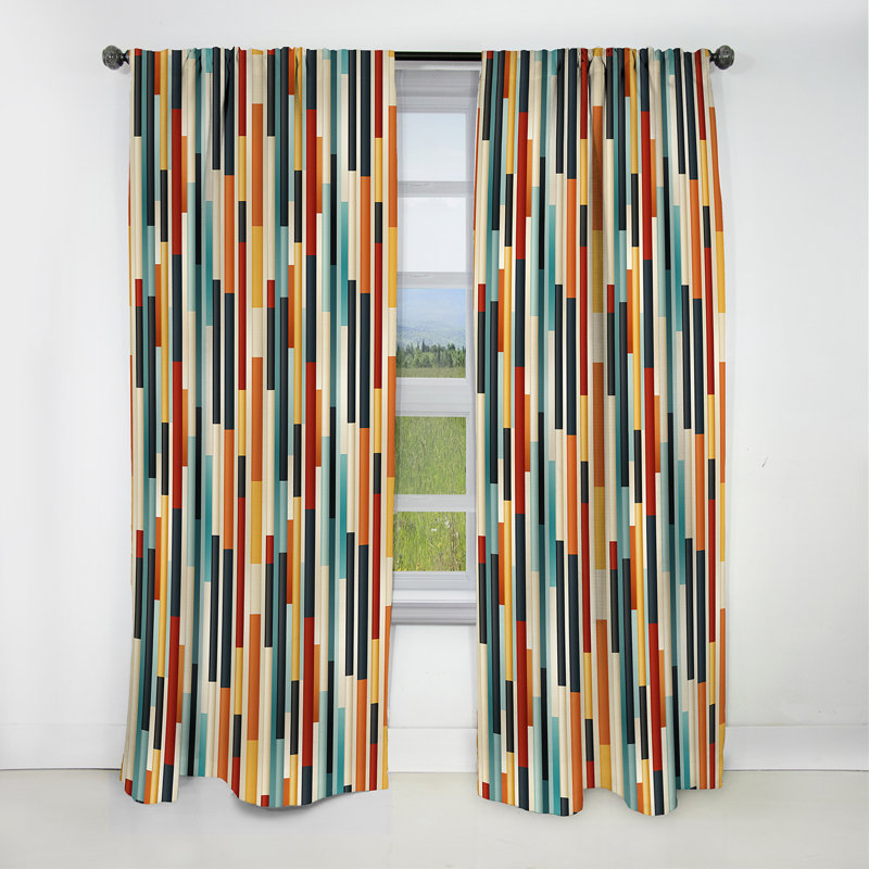 Motif rayé vert industriel chic - Rideau rayé occultant - 1 panneaux, L 52 po x L 95 po