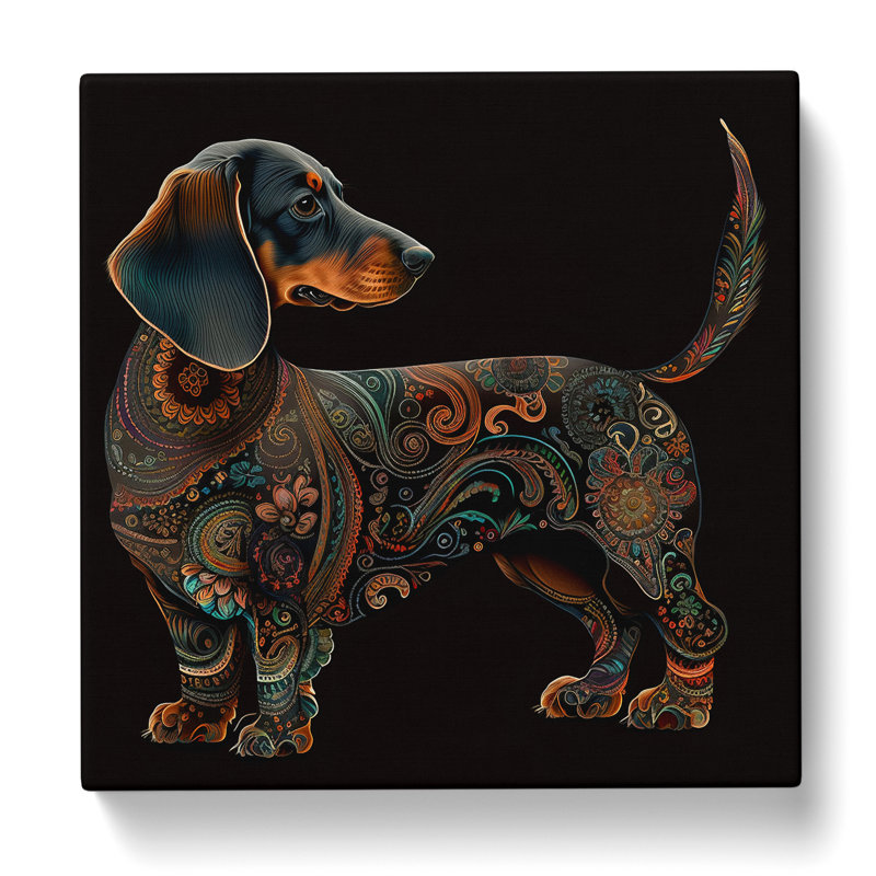 Dachshund Paisley Art - Print, 50cm H x 50cm W x 3cm D