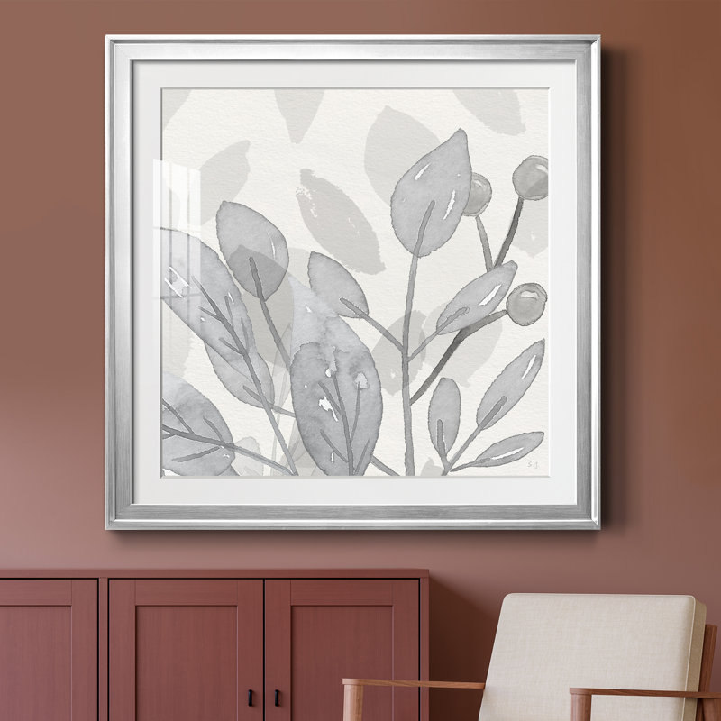 " Shadow Leaves I " Painting Print, Silver Framed, 26.5" H x 26.5" W x 1.5" D