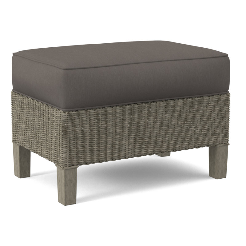 Gibraltar Ottoman, Stone Hearth, Light Blue Performance Fabric; 0851-55
