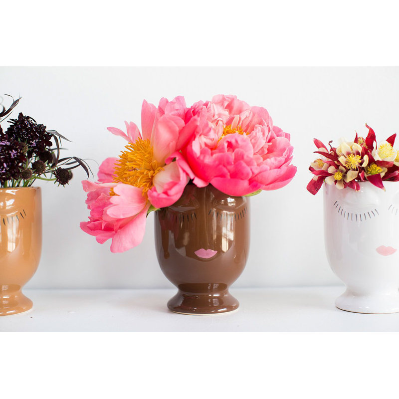 Pot à fleurs en céramique Jaziyah Celfie, Chocolat