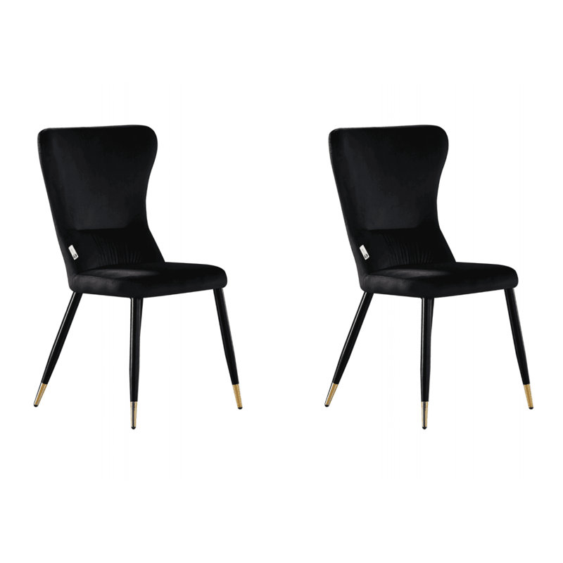Hartshorne Velvet Dining Chairs - Ergonomic Curved Back with Metal Legs -  Side Chair for Dining Room Kitchen Living Room, 2