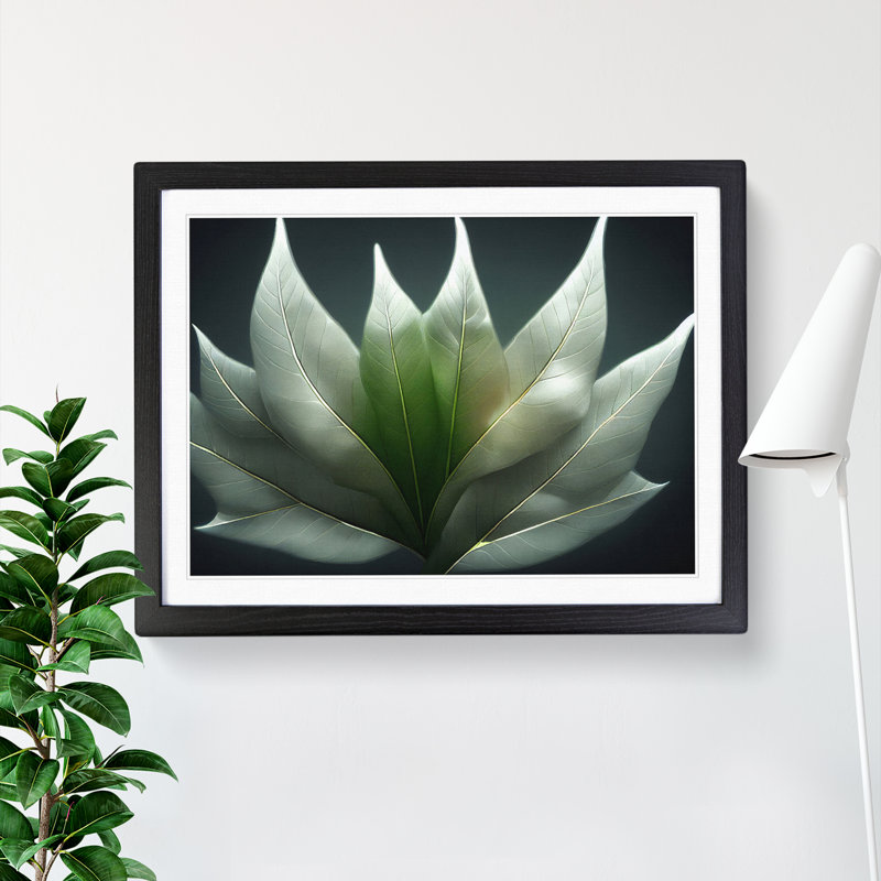 Enlightened Leaf - Single Picture Frame Print, 46cm H x 64cm W x 2cm D, Black Framed