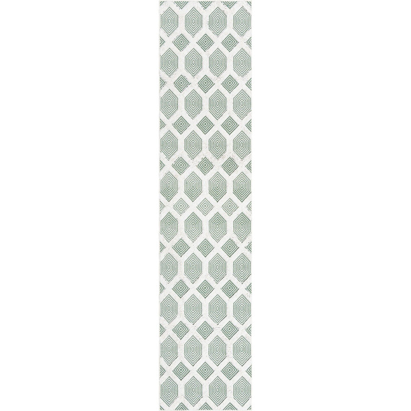 Tapis contemporain Mishti couleur mousse, Tapis de couloir 2 pi 7 po x 12 pi
