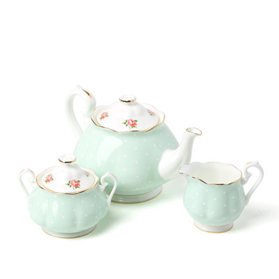 Polka Rose China Teapot Set