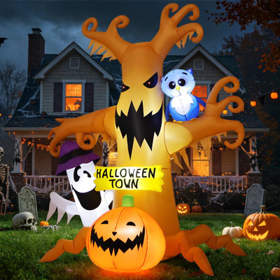 GOOSH 8 FT Animated Halloween Inflatable Spooky Tree with Built-in LED Lights