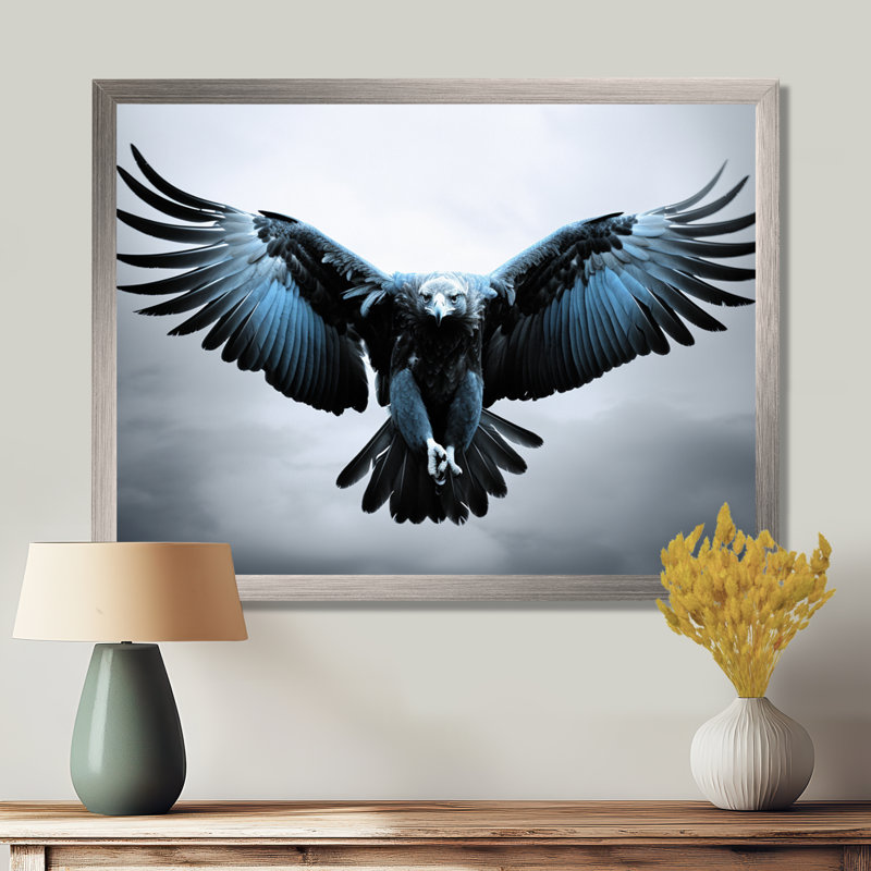 «Powerful Bold Eagle Sorage - Eagle», reproduction sur toile encadrée, Cadre simple argenté, H 30 po x l 40 po x P 1,5 po