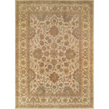 Agra Hand Knotted Wool Oriental Area Rug in Ivory/Yellow