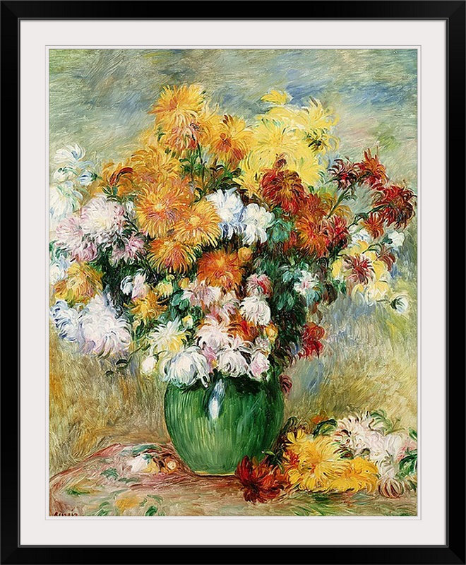 « bouquet of chrysanthèmes ", ca. 1884 » par pierre-auguste renoir, reproduction d’art, H 32 po x l 27 po x P 1 po