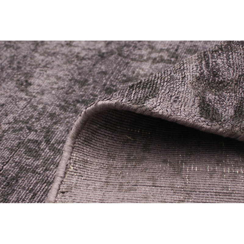 Tapis à la main one-of-kind-noué la 2010 en mauve transitionnel/brun 5 pi 3 po x 7 pi 5 po surface de viscose Valen