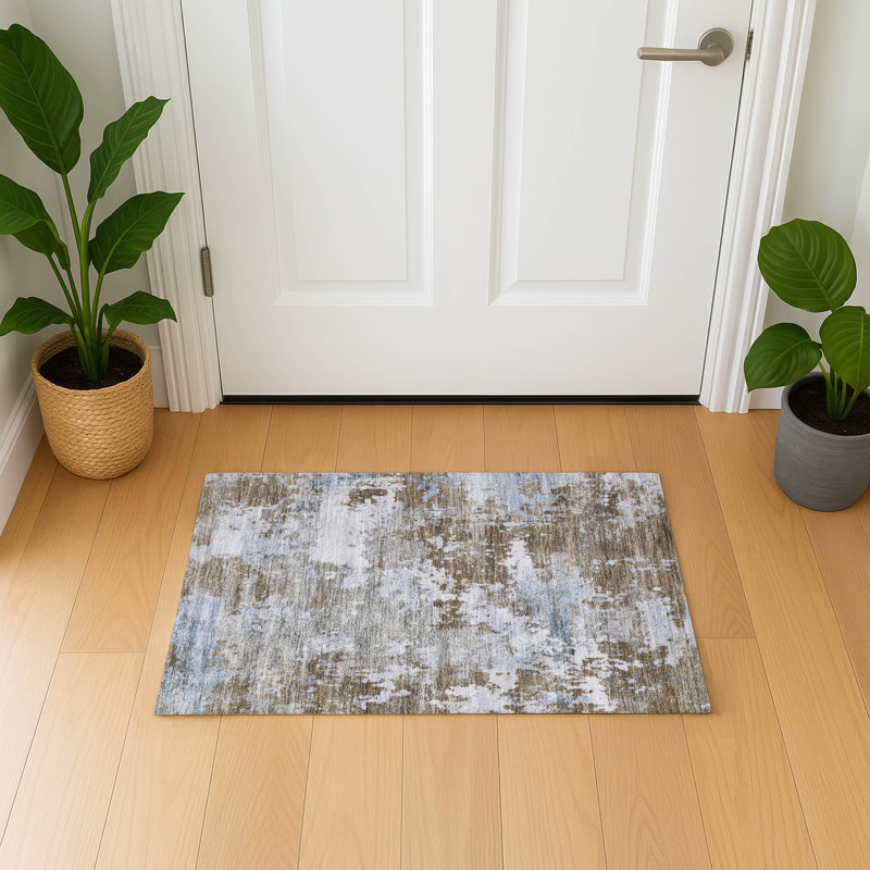 Premium Machine Washable Mayfield AMF2142 abstract Rug, 1'8" x 2'6", Chocolate