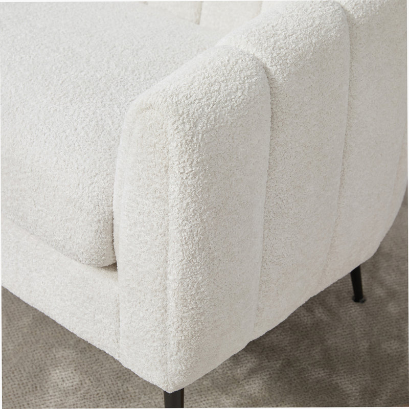 50.2-Inch Wide Chenille Upholstered Mini Loveseat With Channel Tufting And Metal Legs For Compact Spaces, Ivory