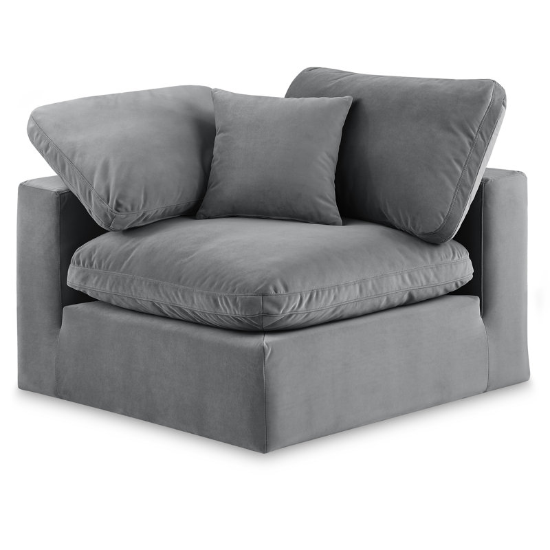 Chaise d'appoint en velours 40 po, Velours gris velours