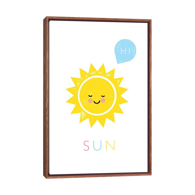 Soleil - imprimé, Toile avec cadre brun, Aucun mat, H 26 po x l 18 po x 1,5 po