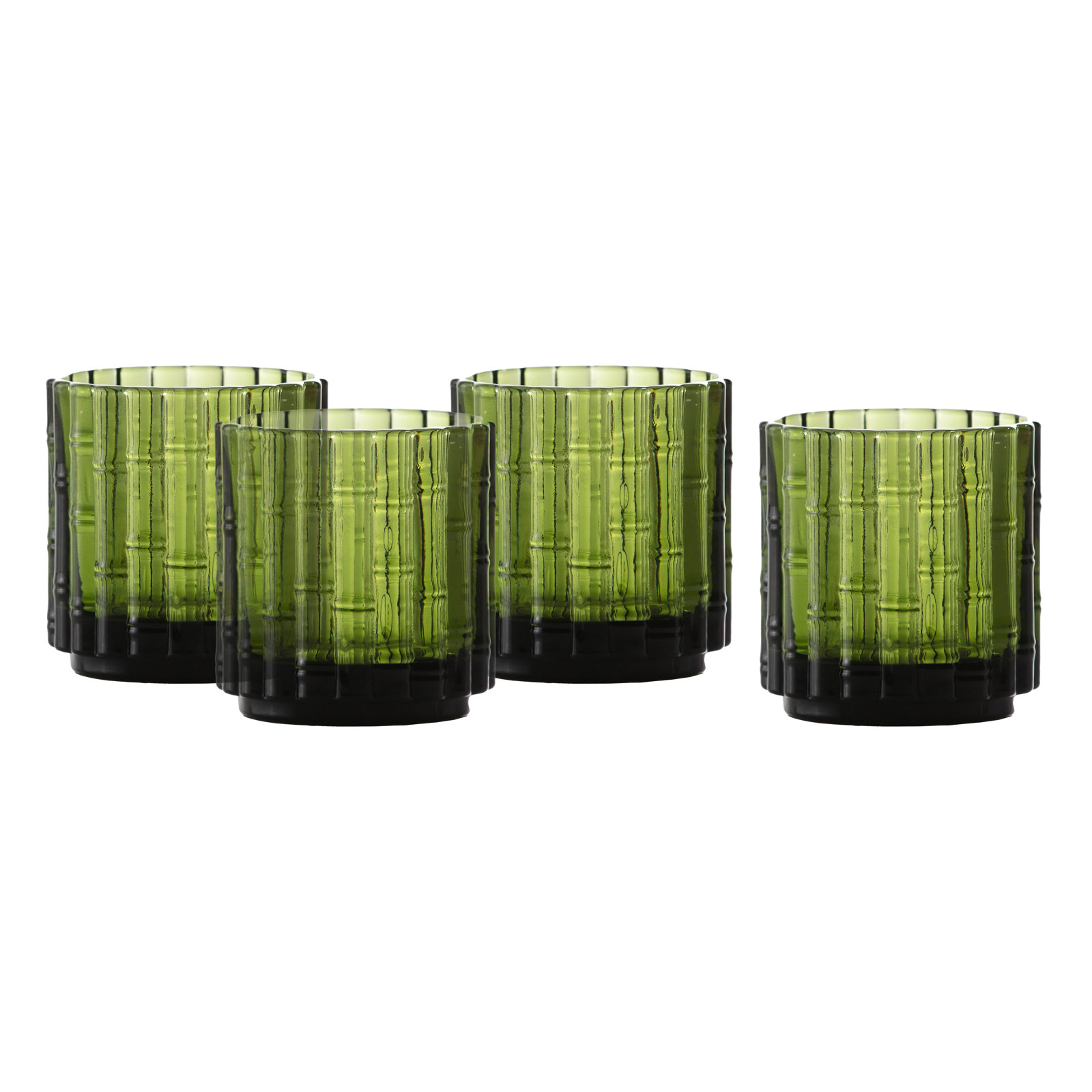 Fortessa Mahalo Stackable Glass, 11 Oz. Double Old Fashioned (Set of 4), Ginger Gold, Palm Green, 11 fl oz