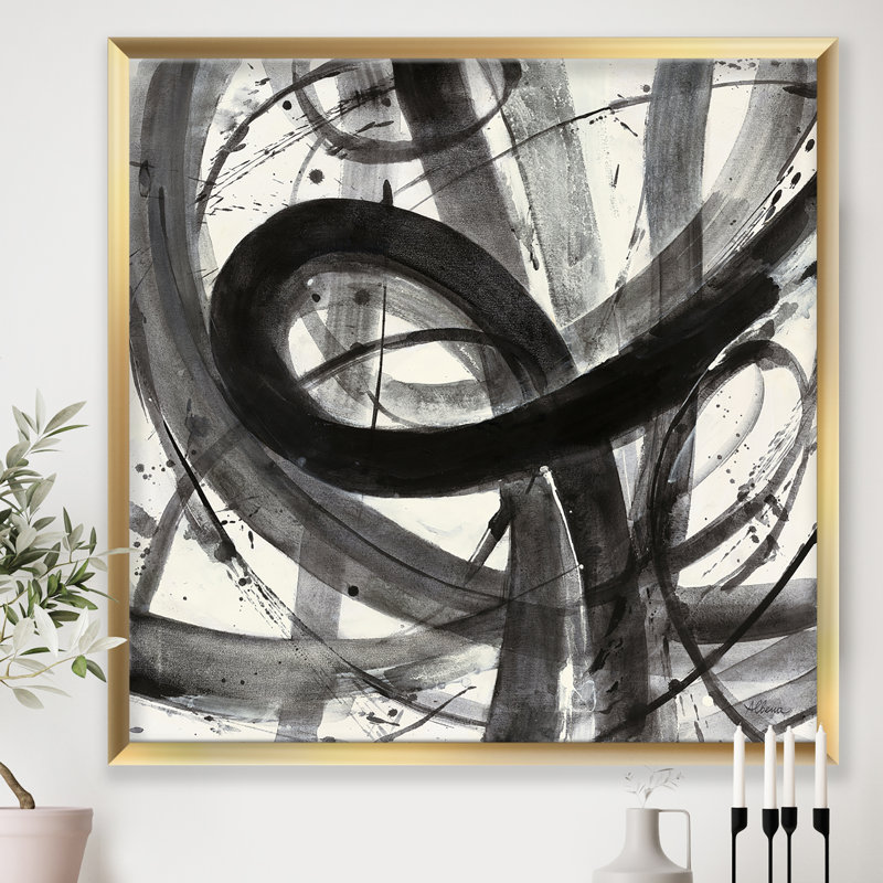 " Minimalistic Roller III ", Gold Framed, 16" H x 16" W x 1" D