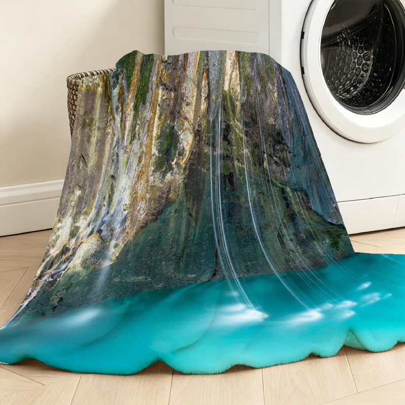 Jeté en flanelle transparente molletonné, impression sur une seule petite rivière, Jeté 50 po x 60 po