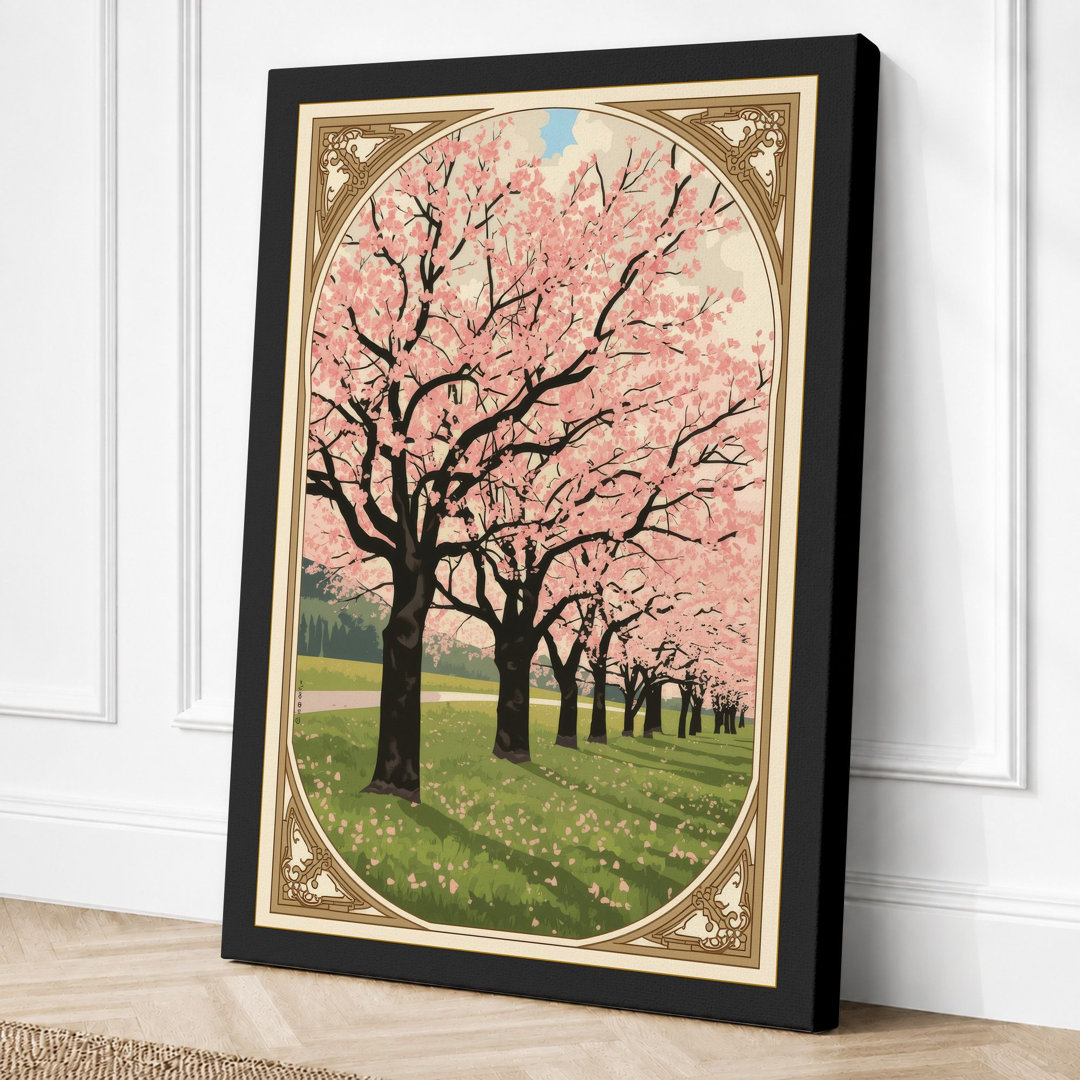 Cherry Blossom Path Vintage - Wrapped Canvas