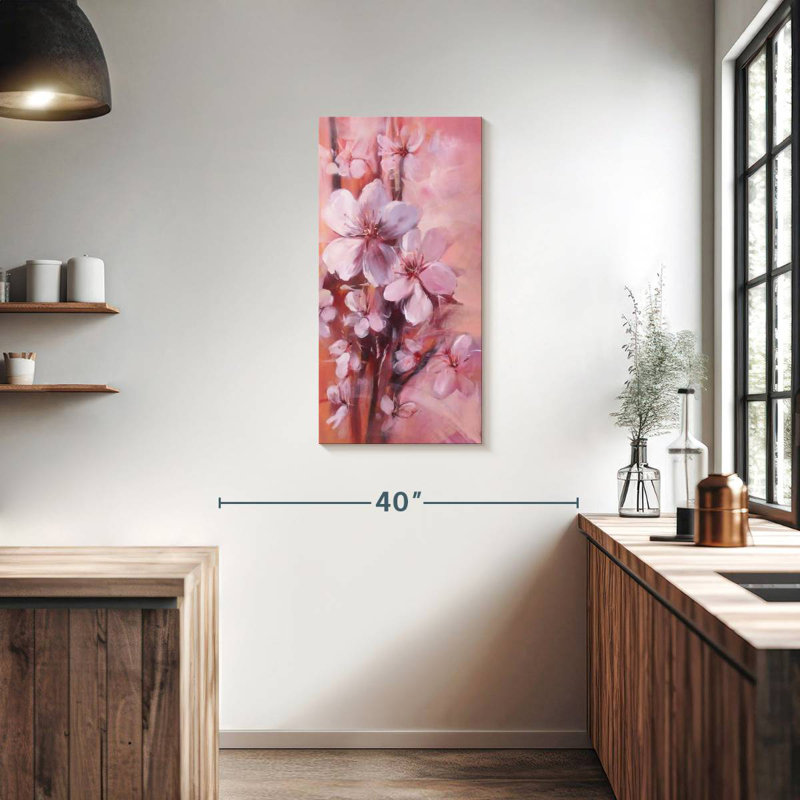 Fleurs d'amandier japonais, H 36 po x l 18 po