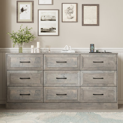 9 Drawer Wide Dresser For Bedroom
