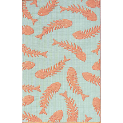Tapis intérieur / extérieur en polypropylène saumon Fishbone