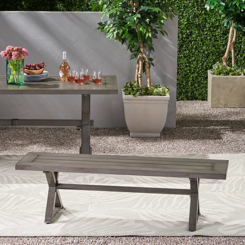 Banc moderne en aluminium gris foncé avec cadre pour l'extérieur