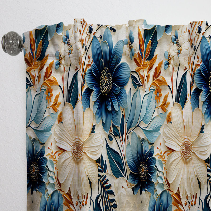 Panneaux de rideaux floraux Boho, L 52 po x L 95 po