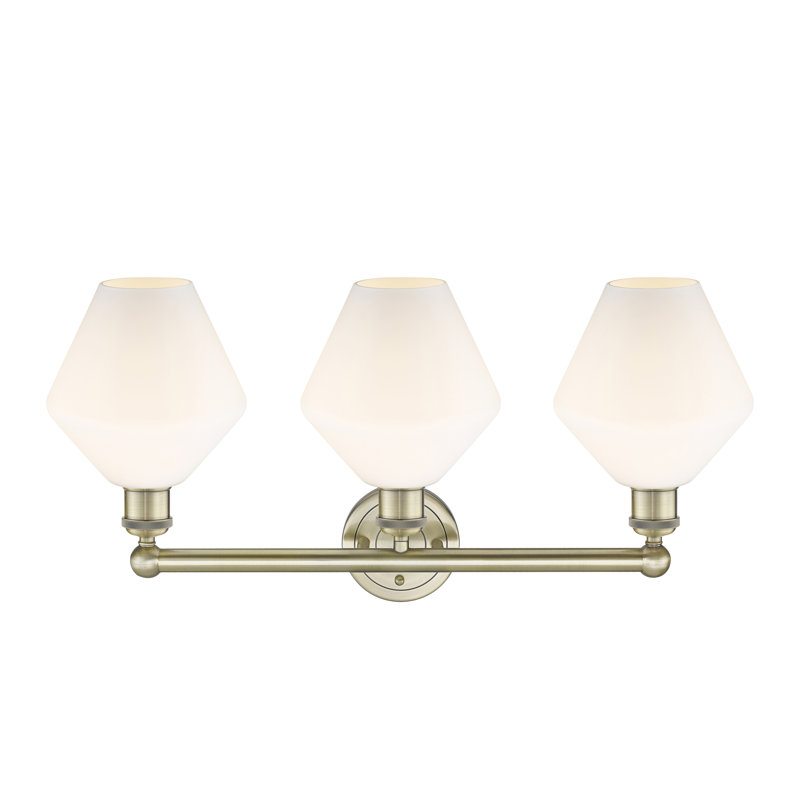 Éclairage pour meuble-lavabo 3 lumières Amylea, Boîtier blanc mat, Laiton antique