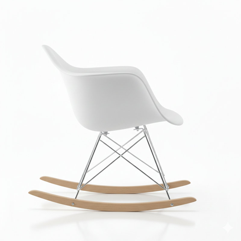 Chaise berçante en plastique Matias, Blanc