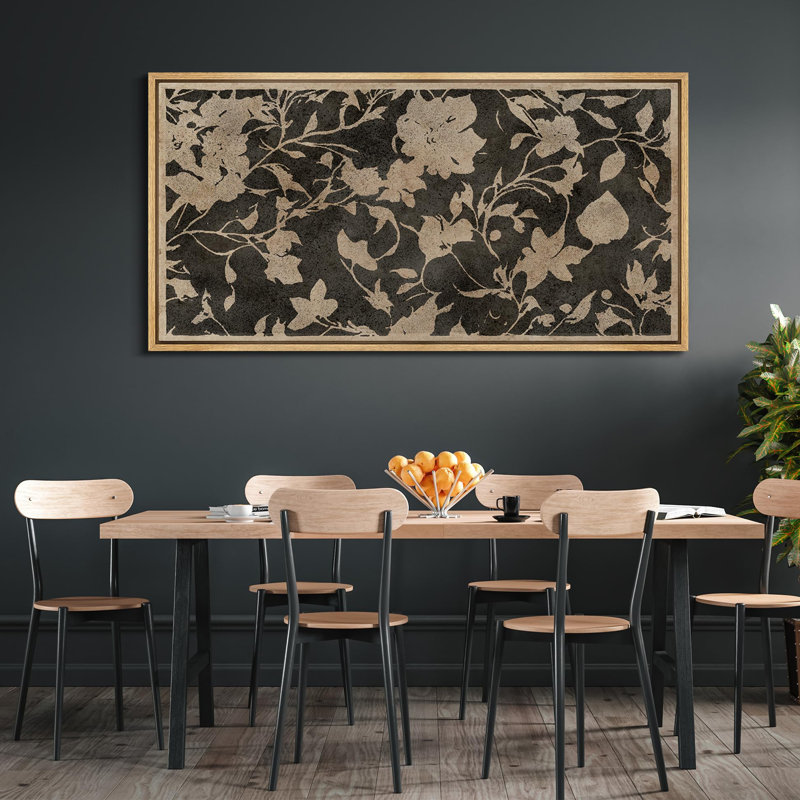 Abstract Botanical Vintage Floral Pattern in Landscape Retro Decor Extra Large Artwork Wall Art, Natural, 30" H x 60" W