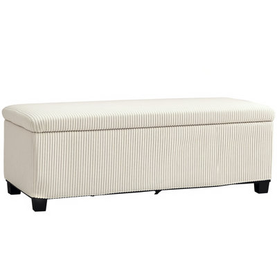 HOMCOM Storage Ottoman Bench Box Corduroy Wooden