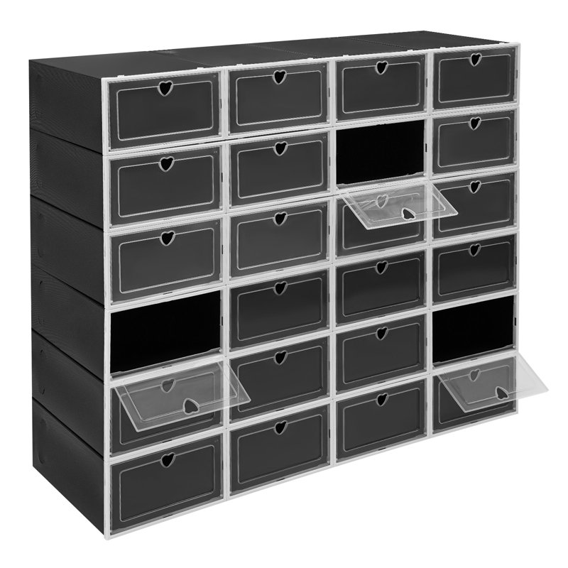 Stackable Shoe Storage Box (Set of 24), Yellow