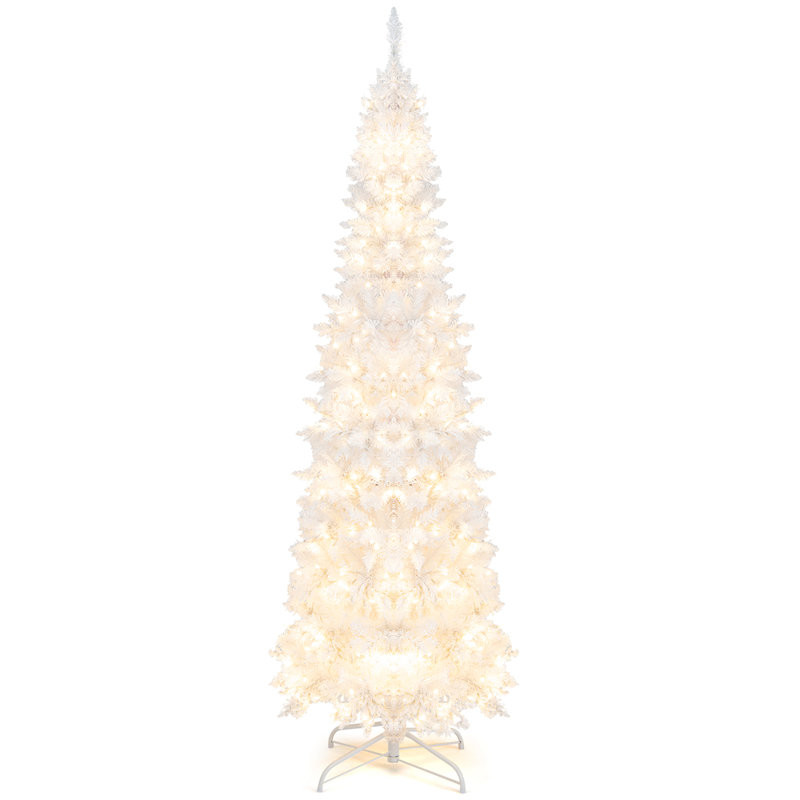 Arbre de Noël blanc 7 pi avec 300 lumières DEL