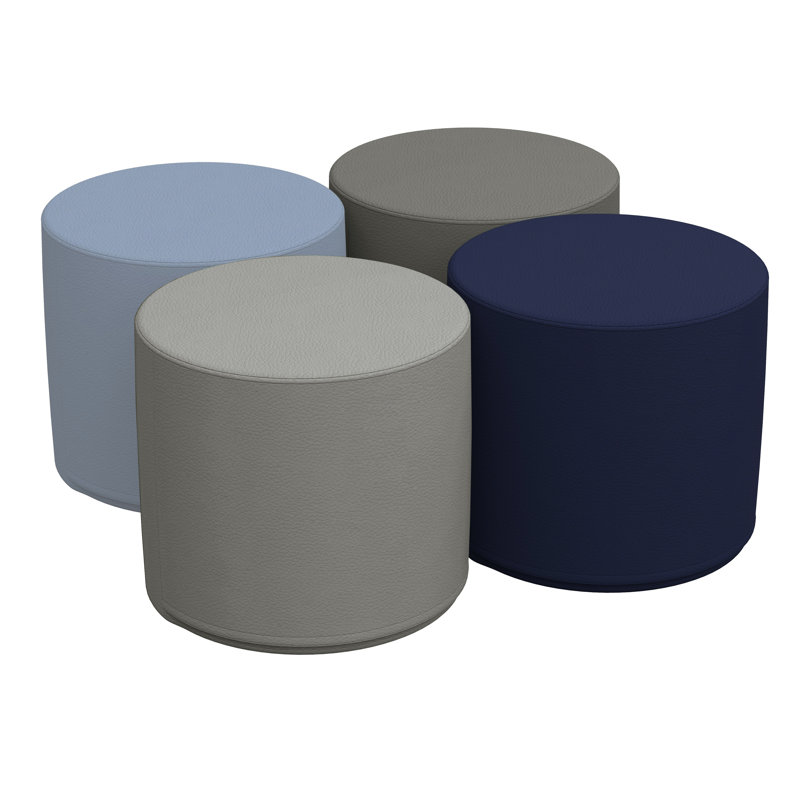 Repose-pieds rond 18 po SoftScape, Bleu marine / bleu poudre, H 12 po x l 18 po x P 18 po