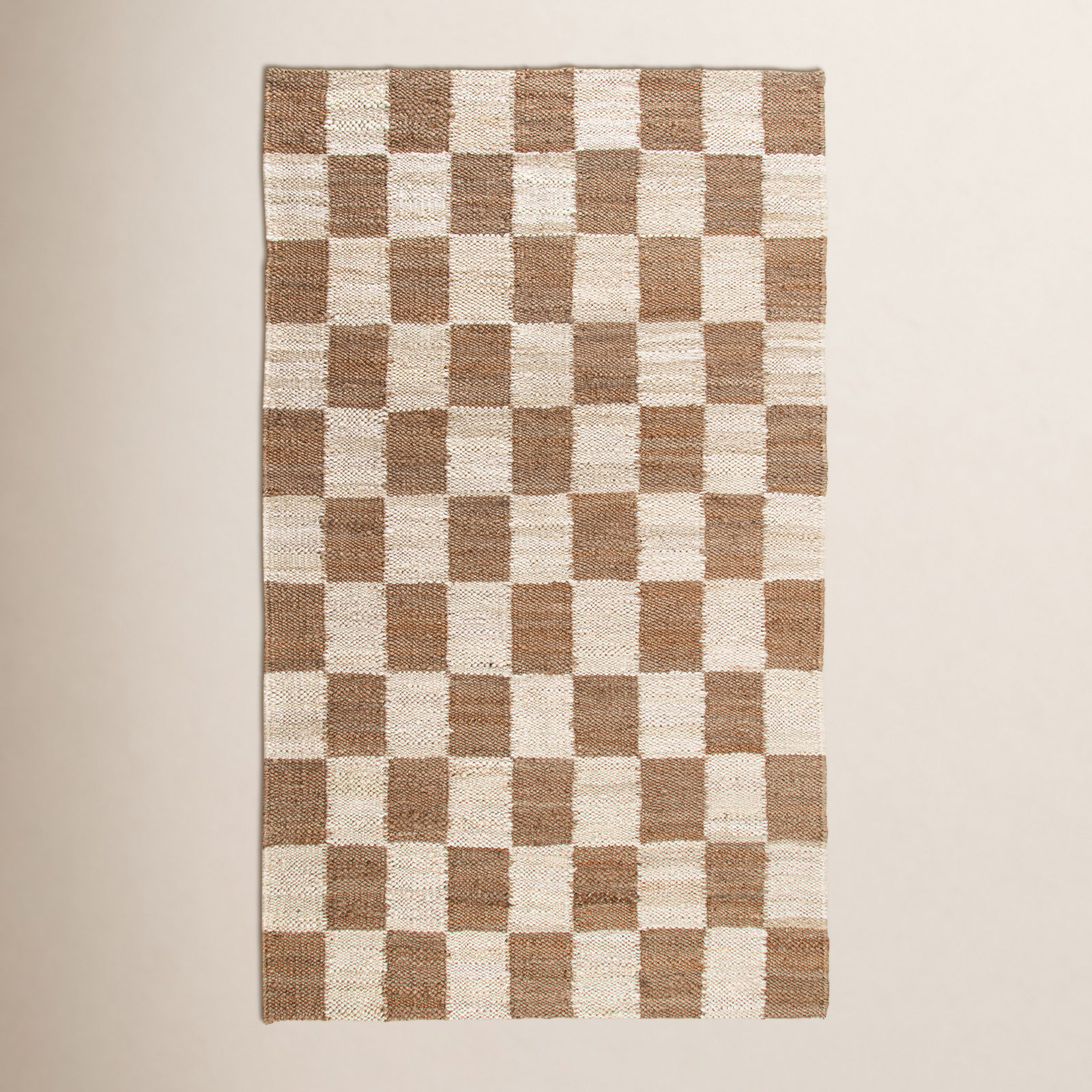 Madalene Checkerboard Natural and Ivory Rug, Rectangle 5' x 8'
