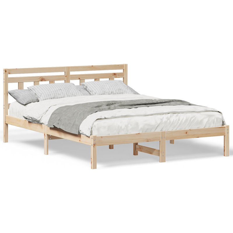 Solid Wood Bed, Natural, European Kingsize (160 x 200 cm)