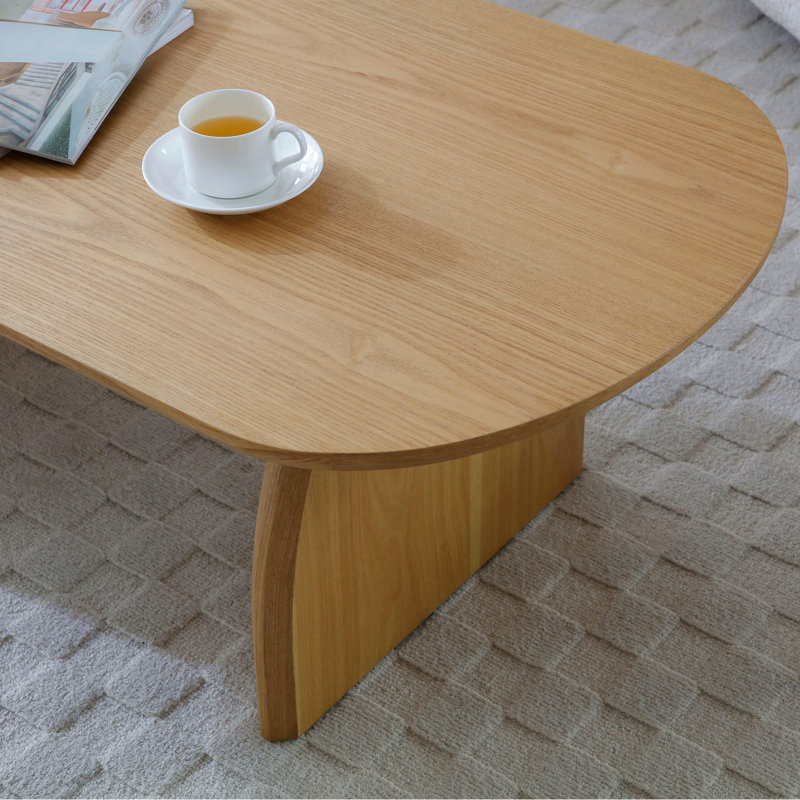 Table basse moderne en bois massif minimaliste, table basse de salon ovale, table d'appoint à base courbée créative, Bois